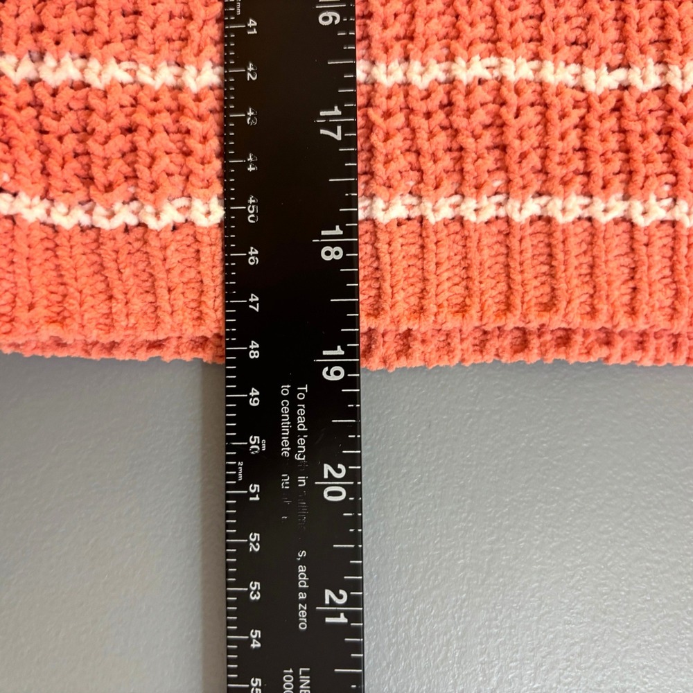 Self Esteem L Chenille Striped Cropped Pullover Sweater Coral White Coastal Chic - Picture 12 of 14